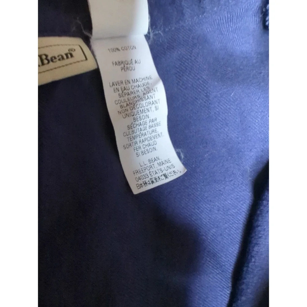 LL Bean Womens Classic Sleep Shirt XL Blue White Trim Pajamas Jersey Knit Lounge